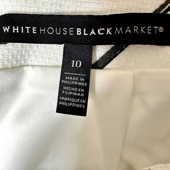White House Black Market Sz 10 Pique Cotton Skirt Cream w/ Summer Tropic Print - Picture 5 of 6